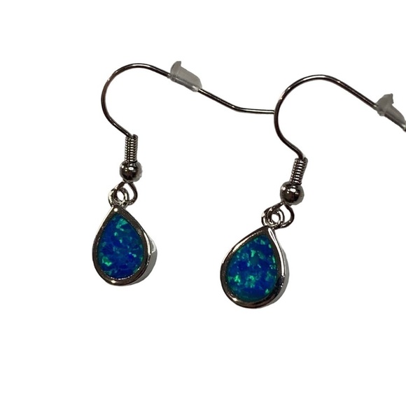 Blue opal silver earrings - Picture 1 of 3